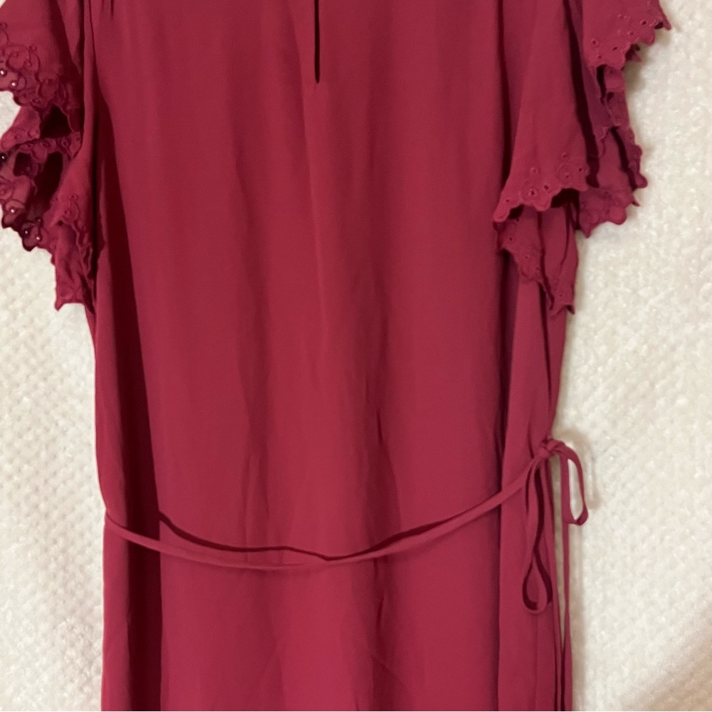 LOFT Mini Dress Flutter Sleeve Drawstring Waist Flowy Flattering Womens Medium - Picture 6 of 9